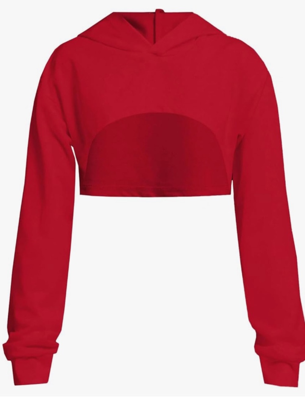 Girls Red Cropped Hoodie Size 10Y Trendy Long Sleeve Crop Sweatshirt